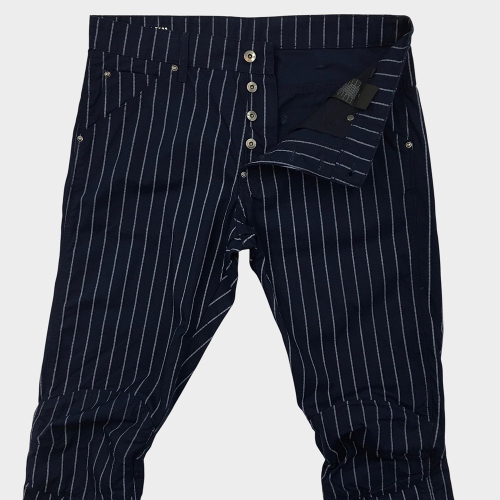 G-Star Raw 5622 3D Tapered Navy Blue Pinstripe Pants Mens 33x36